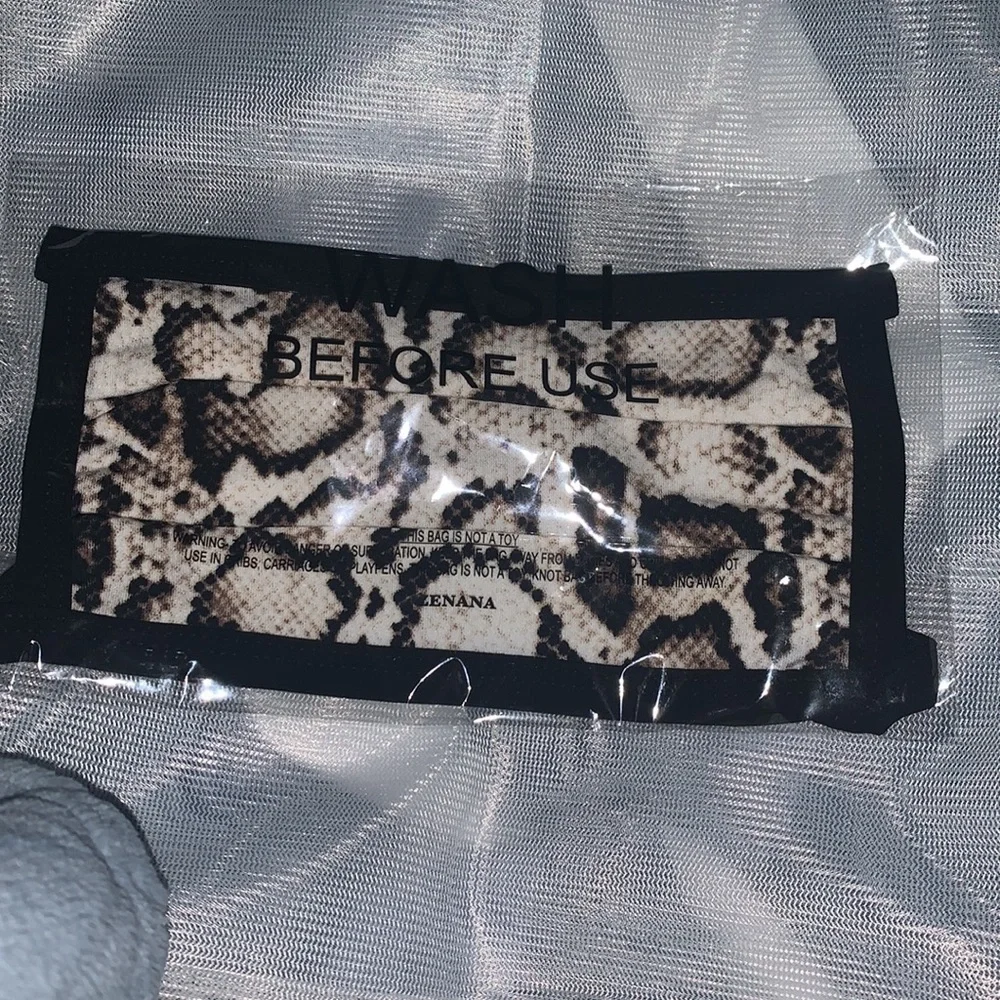 Brown snake print 2 layer face mask